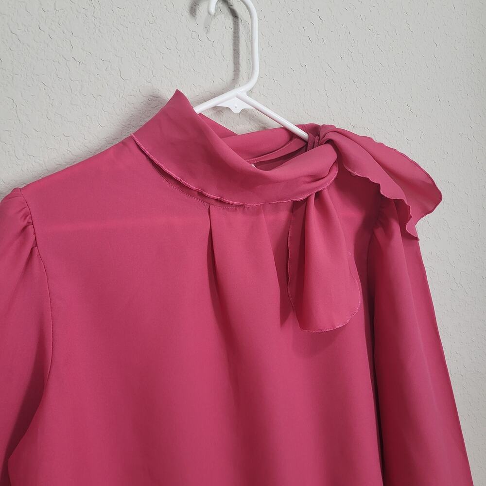 Vintage Blouse Donnkenny Women Size 10 / 12 Pink Bow neck office 80s 90s Office - Picture 5 of 11